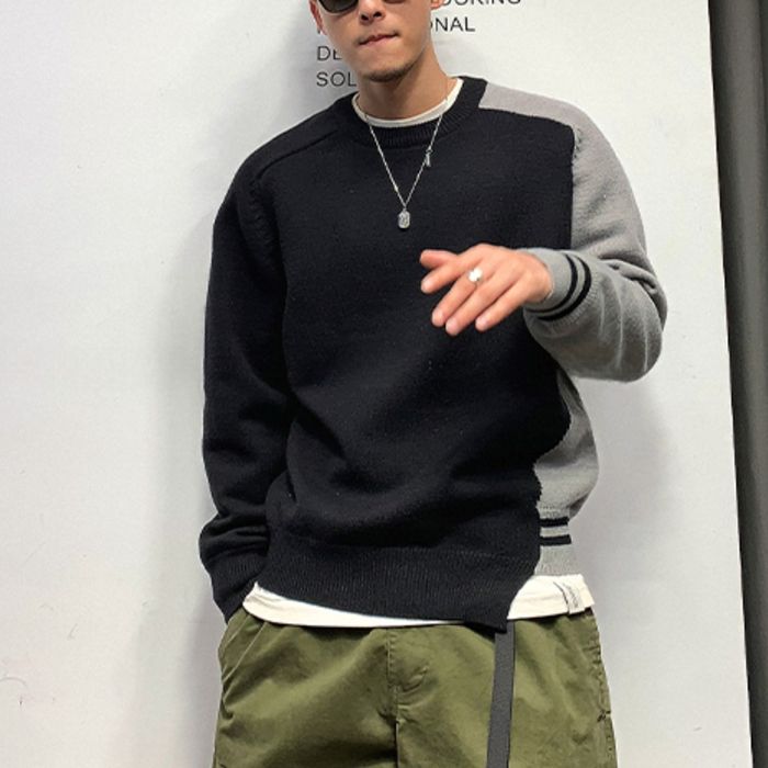 アシンメトリーカラーブロック ニット　M10528