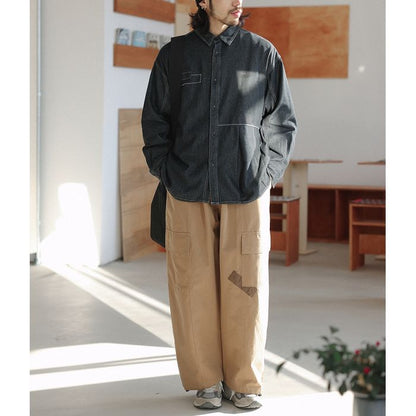 アシンメトリーデザイン デニムシャツ　M10010
