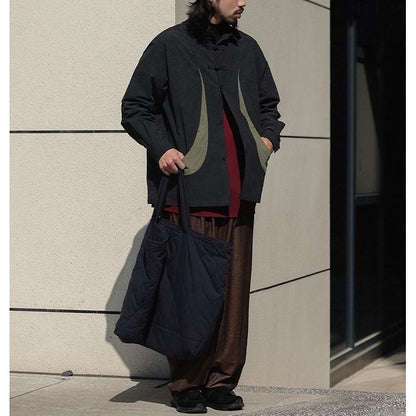 デザインボタン バイカラー シャツ　M10367