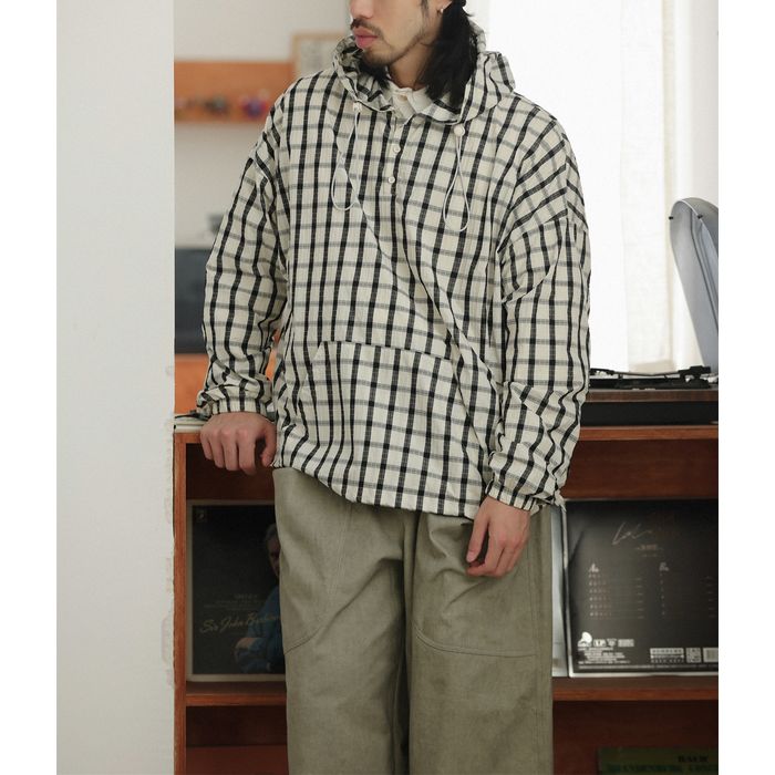 チェック柄 プルオーバー フーディ　M10373