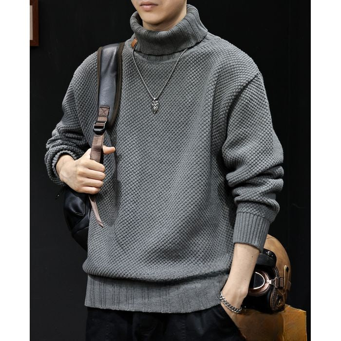 タートルネック ワッフルニット　M10538