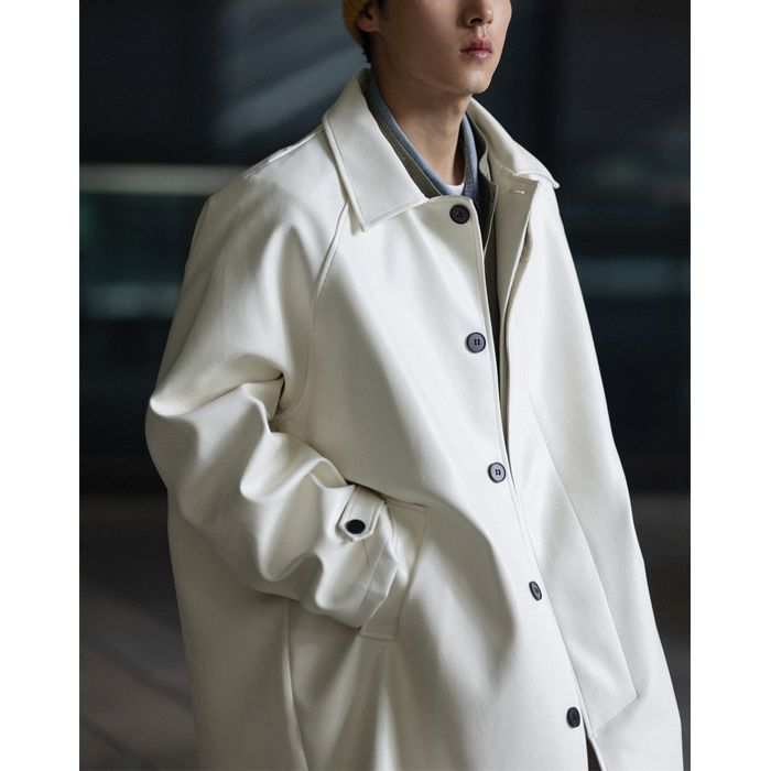 フェイクレザー ロングコート　M10354