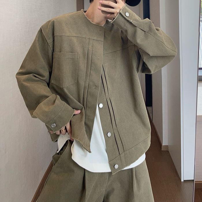 アシンメトリーデザイン ノーカラージャケット M10585