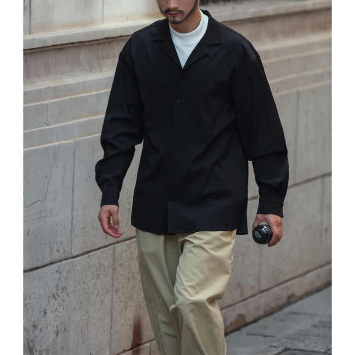 オープンカラー 長袖シャツ　M10371