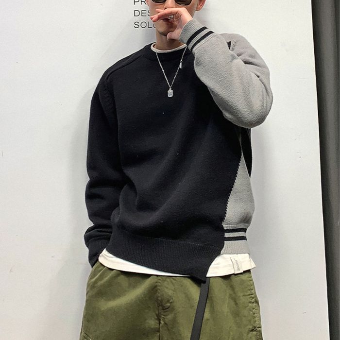 アシンメトリーカラーブロック ニット　M10528