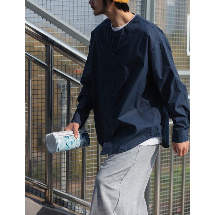 ラウンドネック ノーカラーシャツ　M10369