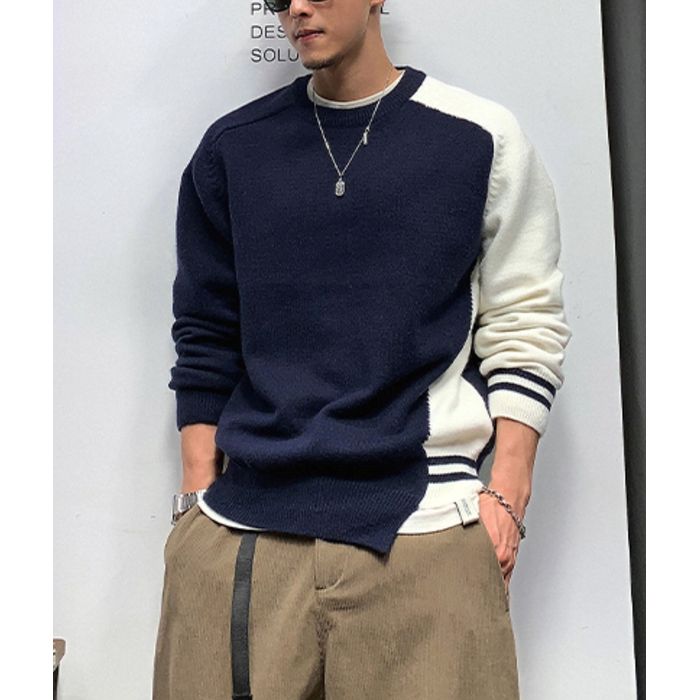 アシンメトリーカラーブロック ニット　M10528