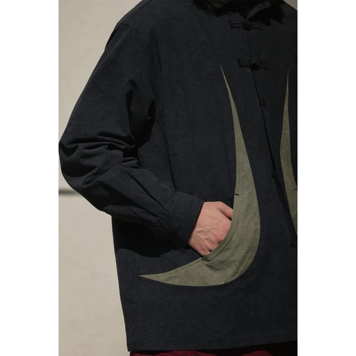 デザインボタン バイカラー シャツ　M10367