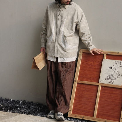 デザインボタン バイカラー シャツ　M10367