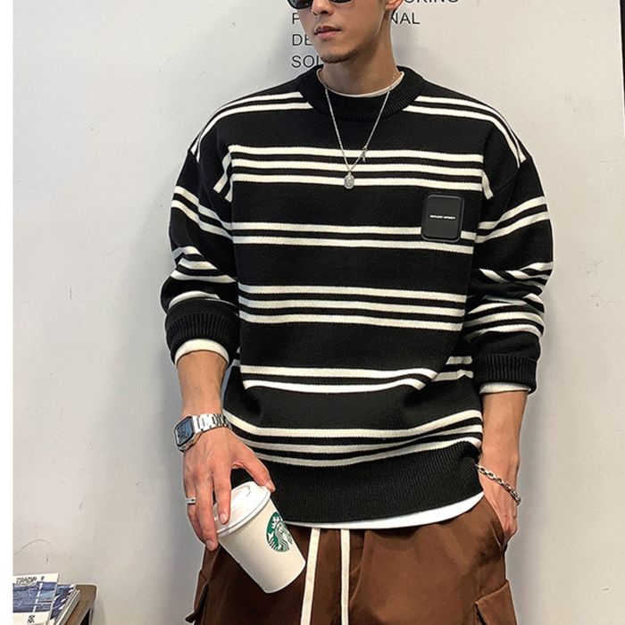 ロゴラベル ボーダーニット　M10521