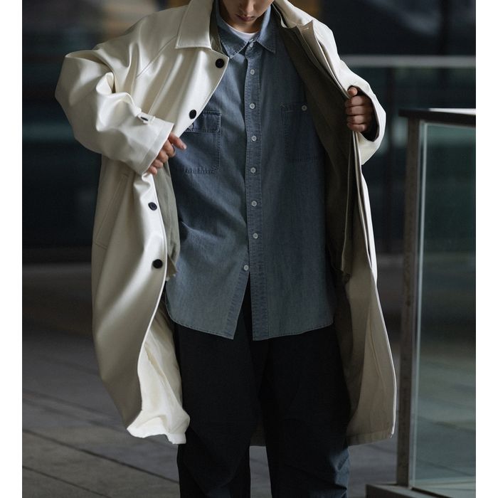 フェイクレザー ロングコート　M10354