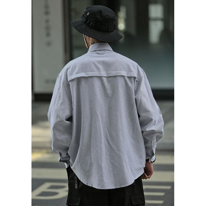ジッパーポケット ストライプ柄 シャツ　M10096
