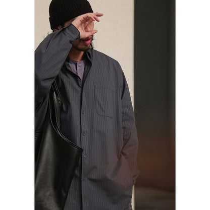 同色ストライプ 長袖シャツ　M10335