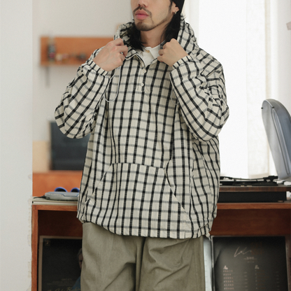 チェック柄 プルオーバー フーディ　M10373