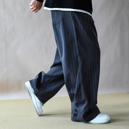 ストライプ柄 タック入りワイドパンツ　M10792
