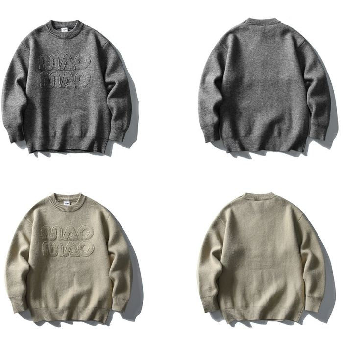 フロントロゴ クルーネックニット　M10634