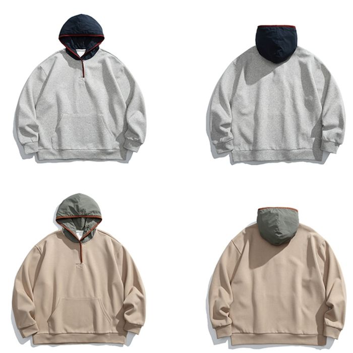 コントラストフード パーカー　M10545