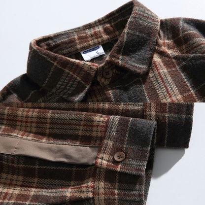 異素材ポケット チェック柄シャツ M10589